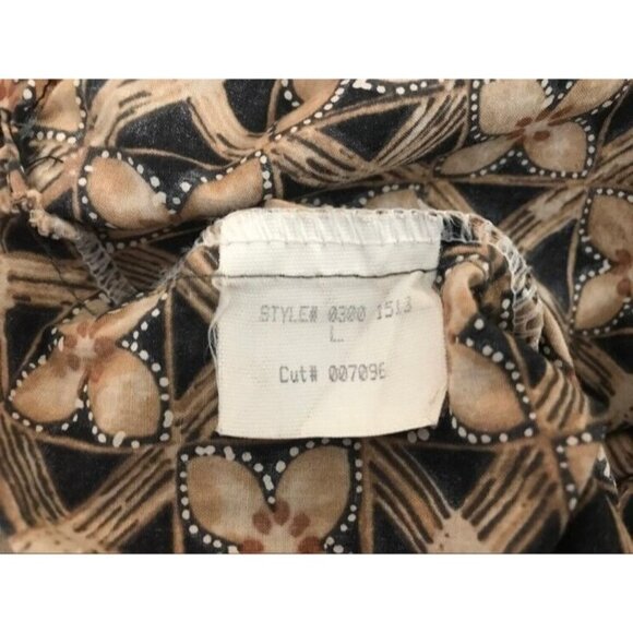 TORI RICHARD Short Sleeve Shirt Size Large Hawaiian Cotton Lawn Black Tan Print - Picture 8 of 8